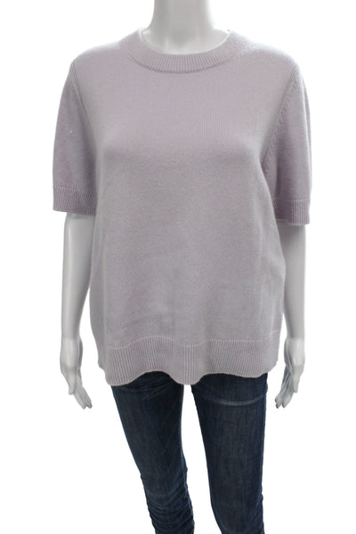 COS Womens Cashmere Pullover Sweater Purple Crew Neck Short Sleeve Size L