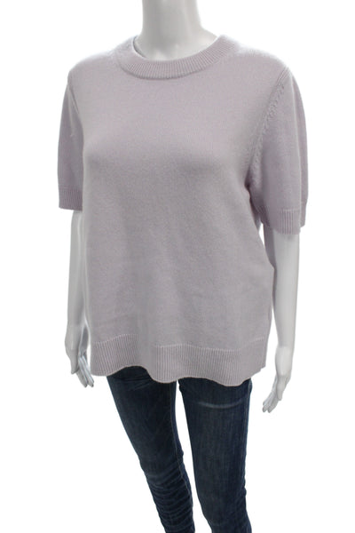 COS Womens Cashmere Pullover Sweater Purple Crew Neck Short Sleeve Size L