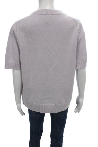 COS Womens Cashmere Pullover Sweater Purple Crew Neck Short Sleeve Size L
