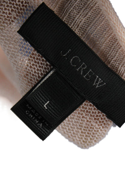 J Crew Women Pullover Sweater Pink Scoop Neck 67% Linen Long Sleeve Size L