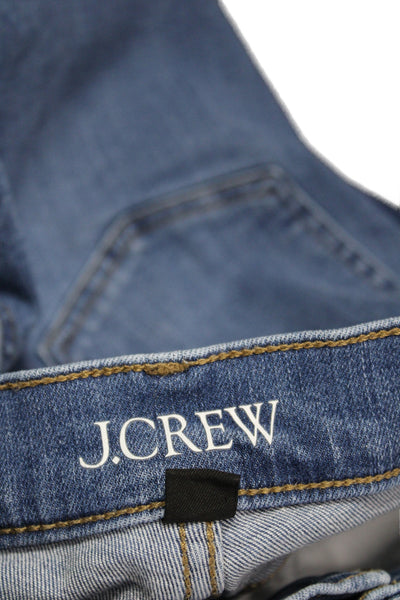 J Crew Womens Cropped Mid Rise Blue Cotton Jeans Button Size 24
