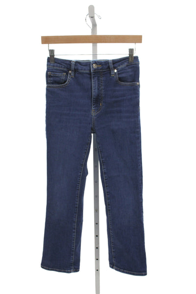 Frame Womens Straight Jeans Blue Cotton High Rise 24 Inseam Button Size 25