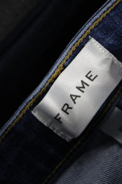 Frame Womens Straight Jeans Blue Cotton High Rise 24 Inseam Button Size 25