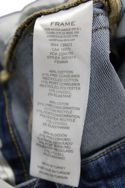 Frame Womens Straight Jeans Blue Cotton High Rise 24 Inseam Button Size 25