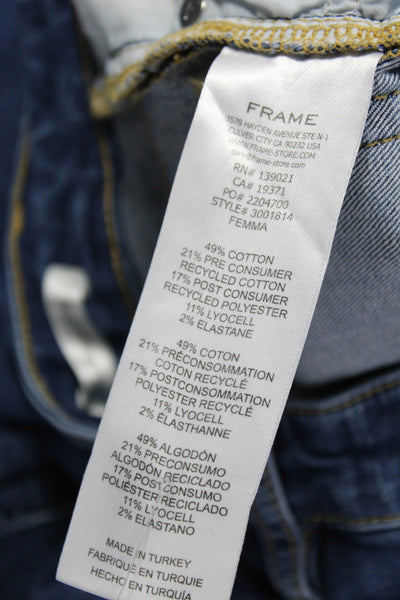 Frame Womens Straight Jeans Blue Cotton High Rise 24 Inseam Button Size 25