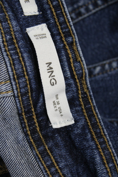 MNG Womens Cropped High Rise Blue Jeans Size 6