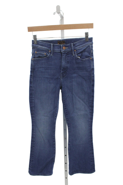 Mother Womens Cropped High Rise Blue Jeans Button Closure Size 25