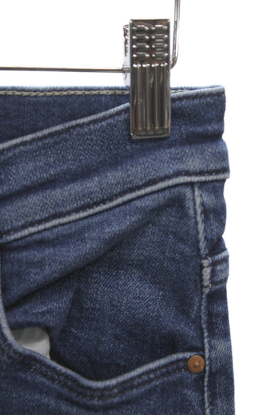 Mother Womens Cropped High Rise Blue Jeans Button Closure Size 25