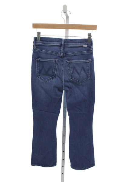Mother Womens Cropped High Rise Blue Jeans Button Closure Size 25