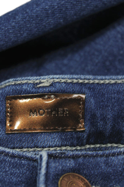 Mother Womens Cropped High Rise Blue Jeans Button Closure Size 25