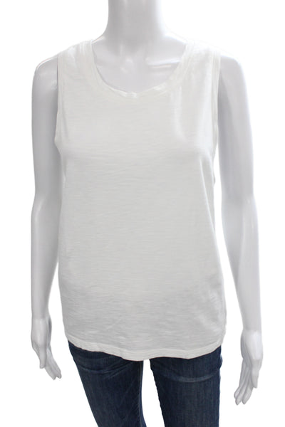 J Crew Women White Scoop Neck Basic Cotton Tank Size L