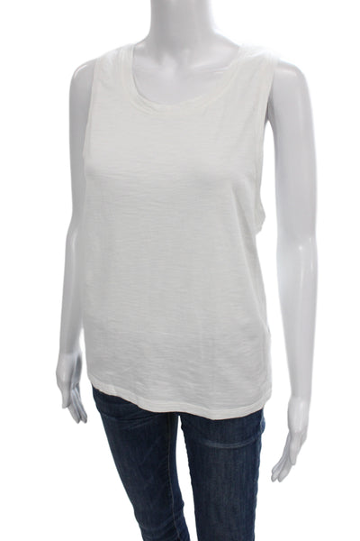 J Crew Women White Scoop Neck Basic Cotton Tank Size L