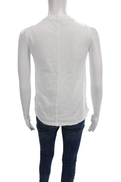 J Crew Women White Scoop Neck Basic Cotton Tank Size L