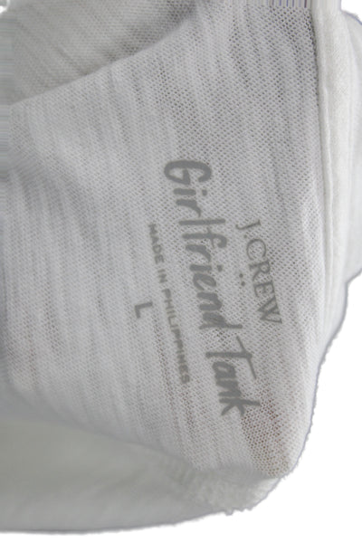 J Crew Women White Scoop Neck Basic Cotton Tank Size L
