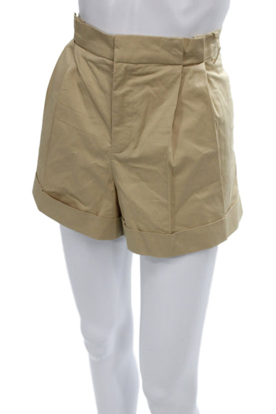 Zara Women Chino Shorts Beige Cotton Button Casual Size M