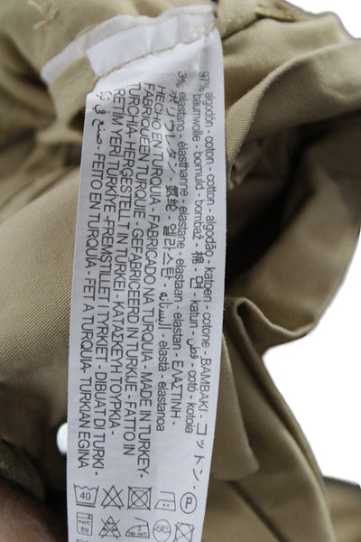 Zara Women Chino Shorts Beige Cotton Button Casual Size M