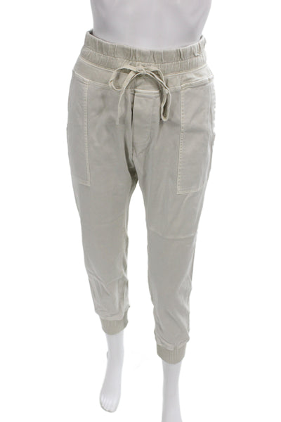 Standard James Perse Womens Jogger Pants Beige 100% Cotton Drawstring Size 2
