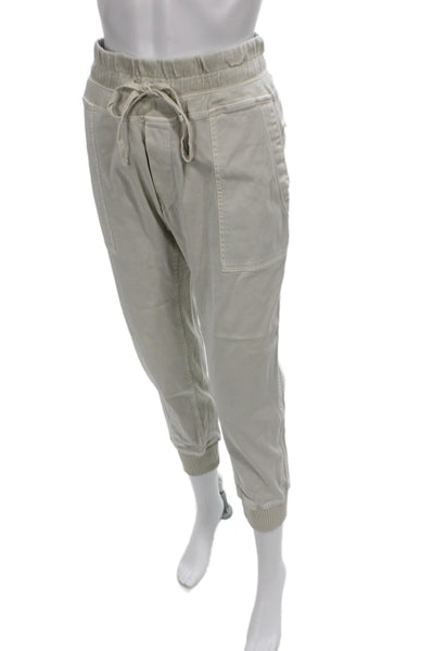 Standard James Perse Womens Jogger Pants Beige 100% Cotton Drawstring Size 2