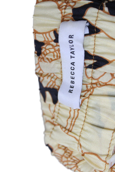 Rebecca Taylor Womens Paperbag Floral Silk Pants Beige Size L