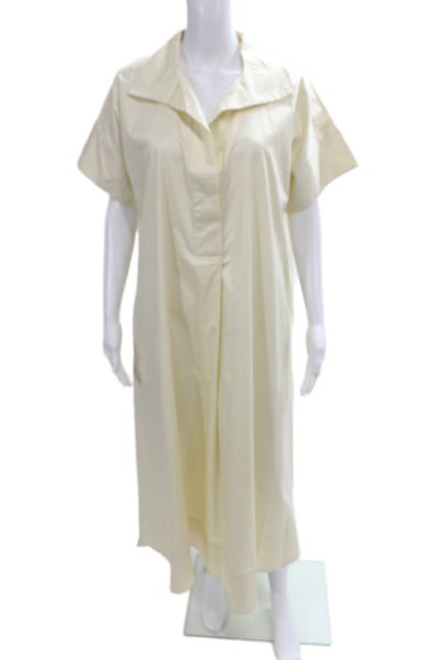 BR Womens Shirt Dress Ivory Collared Short Sleeve Long Cotton Size M