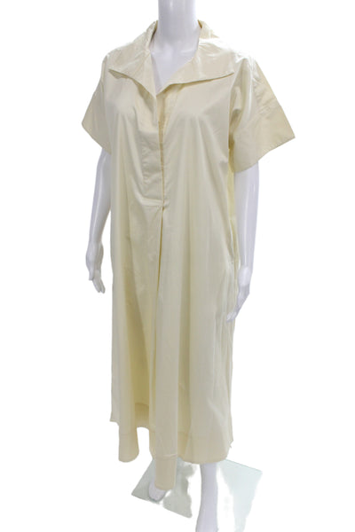 BR Womens Shirt Dress Ivory Collared Short Sleeve Long Cotton Size M