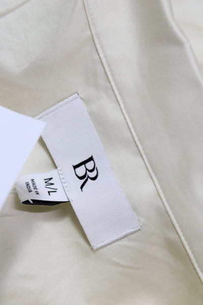 BR Womens Shirt Dress Ivory Collared Short Sleeve Long Cotton Size M