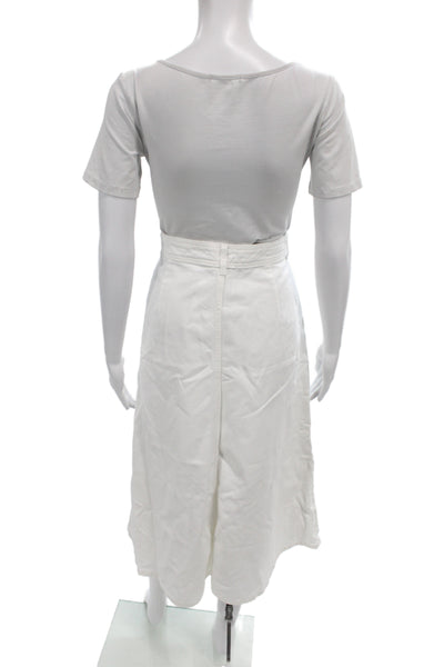 Zara Womens White Straight Pencil Knee Length Cotton Skirt Size M