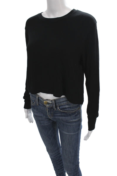 LNA Womens Basic Black Long Sleeve Crew Neck T-Shirt Size M
