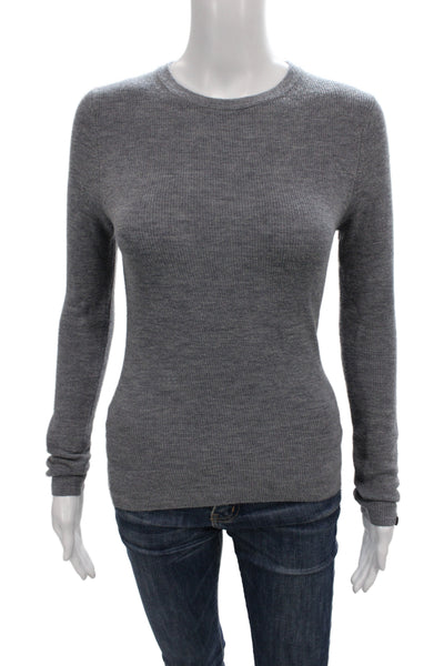OGD Women Pullover Sweater Gray Merino Wool Long Sleeve Crew Neck Size S