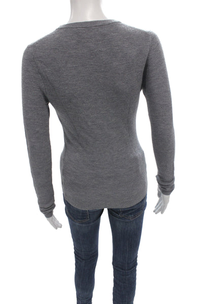 OGD Women Pullover Sweater Gray Merino Wool Long Sleeve Crew Neck Size S