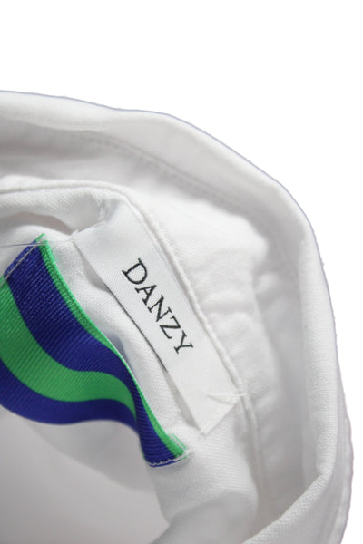 Danzy Womens Cropped Button-Up White Collared Long Sleeve Cotton Preppy Size M