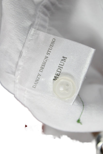 Danzy Womens Cropped Button-Up White Collared Long Sleeve Cotton Preppy Size M