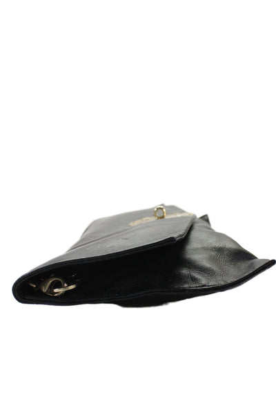 Cole Haan Womens Leather Foldover Clutch Bag Black