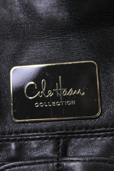 Cole Haan Womens Leather Foldover Clutch Bag Black