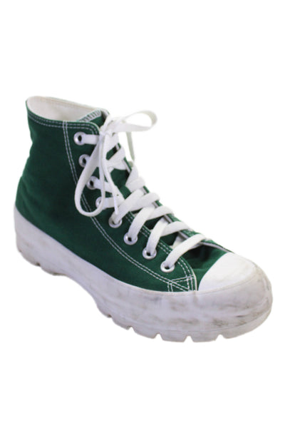 Converse Womens Canvas Lace Up High Top Sneakers Green Size 8.5