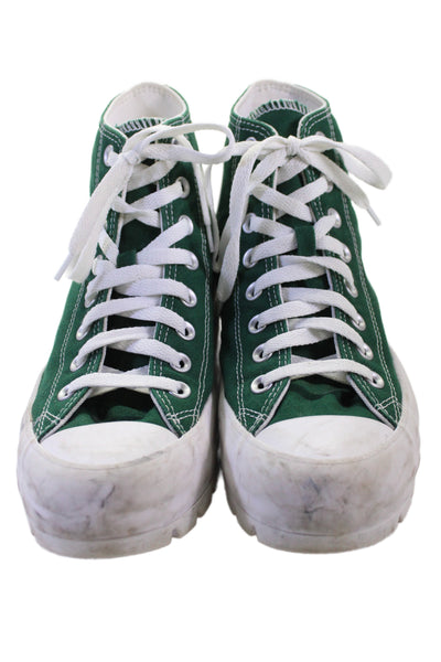 Converse Womens Canvas Lace Up High Top Sneakers Green Size 8.5