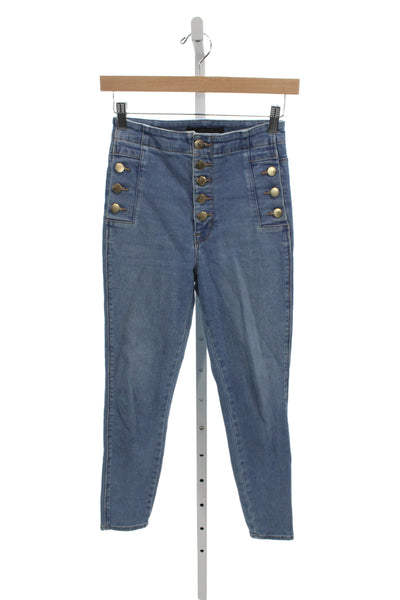 J Brand Womens Blue Skinny Jeans Cotton Button High Rise Size 25