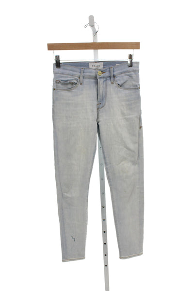 Frame Womens Skinny Blue Jeans Mid Rise Cotton Inseam 27 Size 25