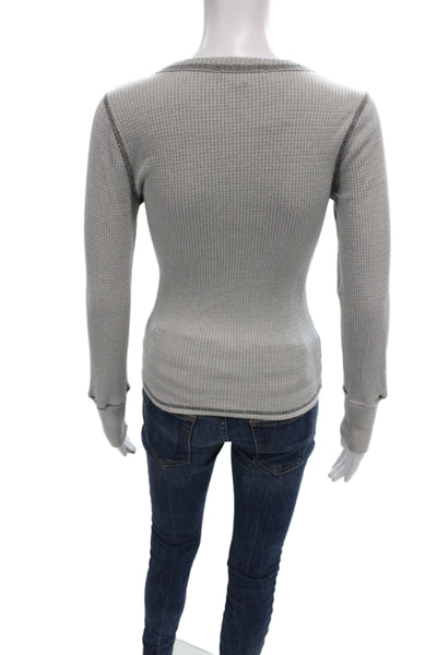 Chaser Women Basic Henley Long Sleeve T-Shirt Gray 50% Rayon Size XS