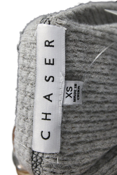 Chaser Women Basic Henley Long Sleeve T-Shirt Gray 50% Rayon Size XS