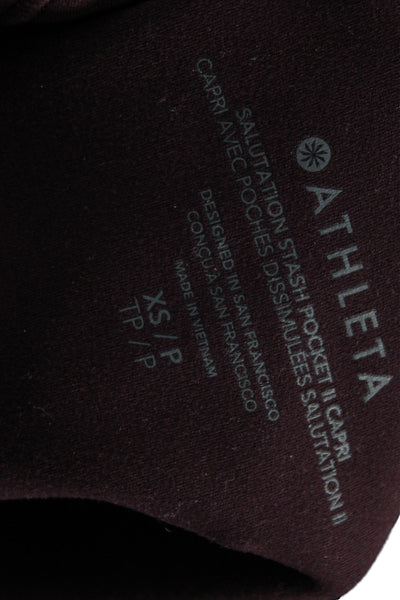 Athleta Women Purple Capri Leggings Pull On Athleisure Size PXS