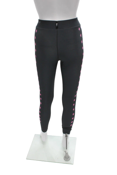 Ultracor Womens Ankle Leggings Black Geometric Stars Pull On Size S