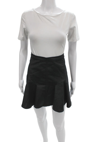 7 For All Mankind Womens Black Mini Skirt Cotton Blend Zip Size 25