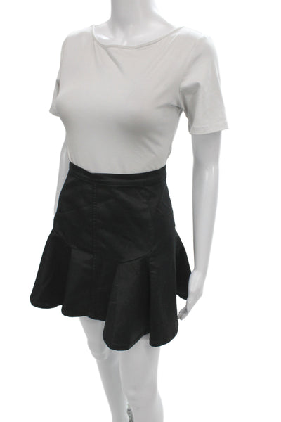 7 For All Mankind Womens Black Mini Skirt Cotton Blend Zip Size 25