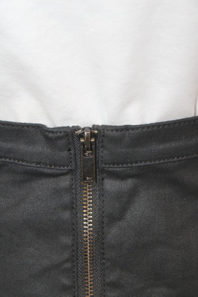7 For All Mankind Womens Black Mini Skirt Cotton Blend Zip Size 25