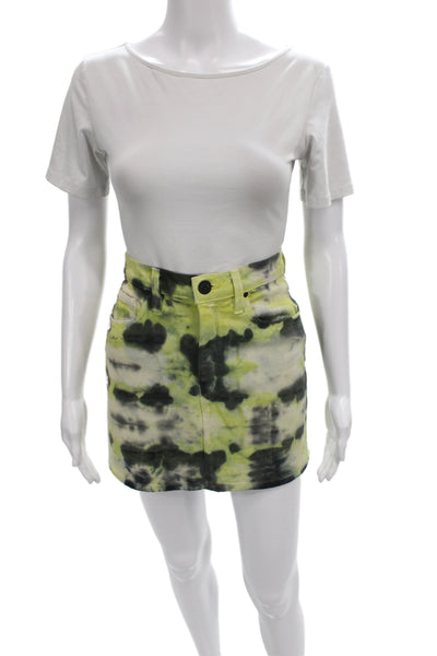 Hudson Womens Black Tie Dye Mini Skirt Cotton Button Size 25
