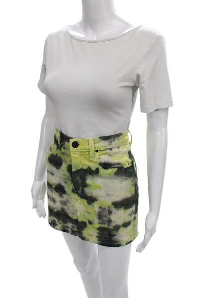 Hudson Womens Black Tie Dye Mini Skirt Cotton Button Size 25