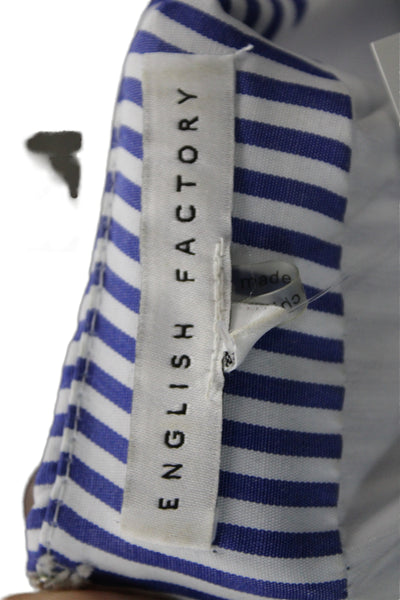 English Factory Womens Wrap Dress Blue Striped V-Neck Size S