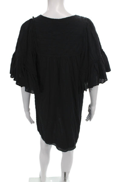 Calypso Saint Barth Women Shift Black Square Neck Dress Short Sleeve Size XS