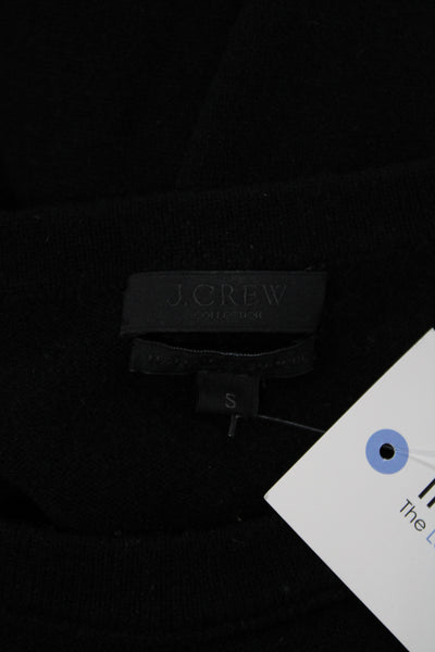 J Crew Women Black Cashmere Crew Neck Short Sleeve Pullover Sweater Size S